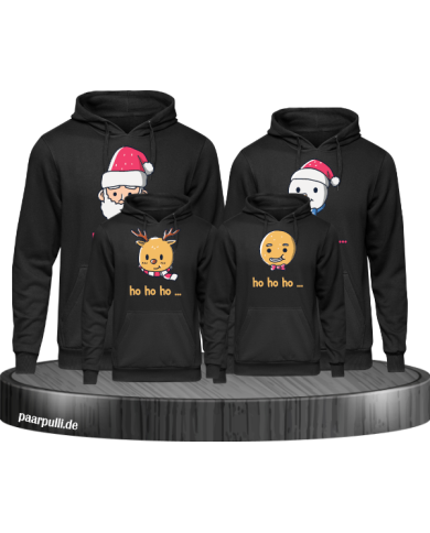 Ho Ho Ho... Weihnachtshoodies 4er Set Familienlook Hoodie schwarz