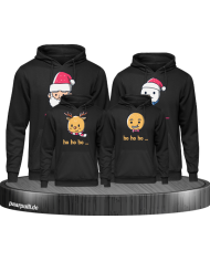 Ho Ho Ho... Weihnachtshoodies 4er Set Familienlook Hoodie schwarz