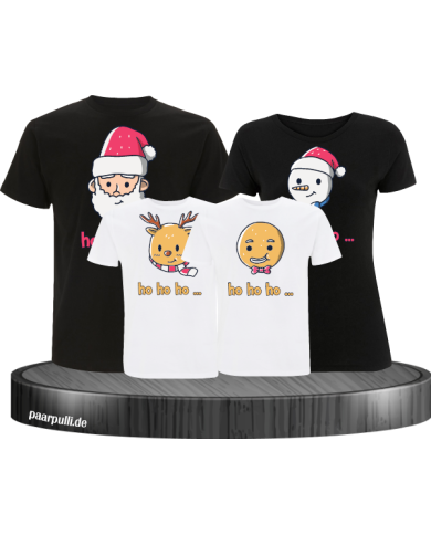 Ho Ho Ho... Weihnachtsshirts 4er Set Familienlook T-Shirt schwarz weiß Ho Ho Ho... Weihnachtsshirts 4er Set Familienlook T-Shirt schwarz weiß