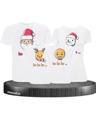 Ho Ho Ho... Weihnachtsshirts 4er Set Familienlook T-Shirt weiß