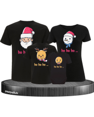 Ho Ho Ho... Weihnachtsshirts 4er Set Familienlook T-Shirt + Babybody schwarz