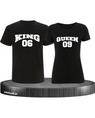 King Queen mit wunschzahl auf der Brust bedruckt in schwarz