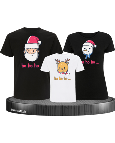 Ho Ho Ho... Weihnachtsshirts 3er Set Familienlook T-Shirt schwarz weiß Ho Ho Ho... Weihnachtsshirts 3er Set Familienlook T-Shirt schwarz weiß