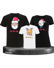 Ho Ho Ho... Weihnachtsshirts 3er Set Familienlook T-Shirt schwarz weiß