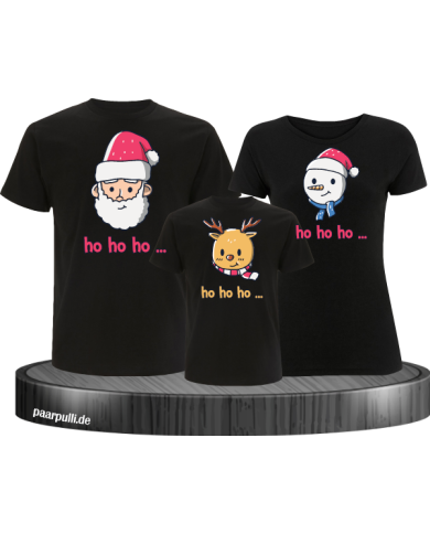 Ho Ho Ho... Weihnachtsshirts 3er Set Familienlook T-Shirt schwarz