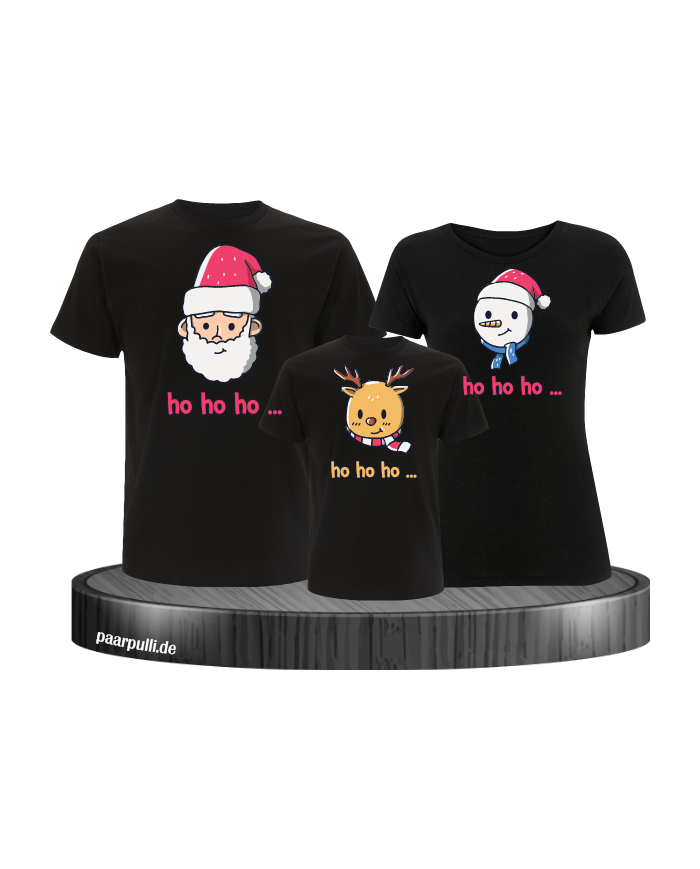 Ho Ho Ho... Weihnachtsshirts 3er Set Familienlook T-Shirt schwarz