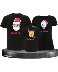 Ho Ho Ho... Weihnachtsshirts 3er Set Familienlook T-Shirt schwarz