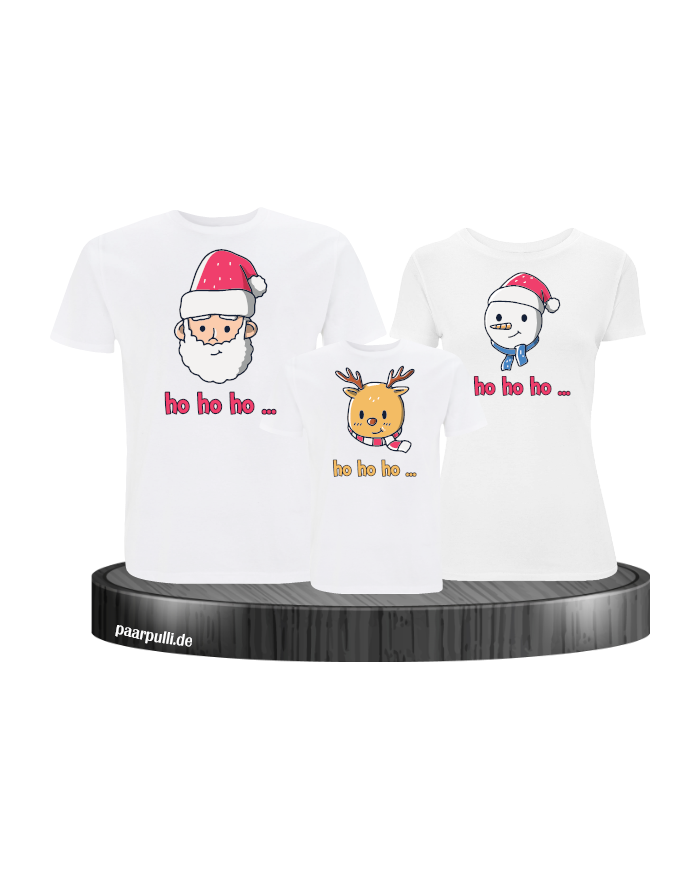 Ho Ho Ho... Weihnachtsshirts 3er Set Familienlook T-Shirt weiß