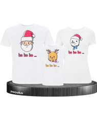 Ho Ho Ho... Weihnachtsshirts 3er Set Familienlook T-Shirt weiß