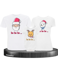 Ho Ho Ho... Weihnachtsshirts 3er Set Familienlook T-Shirt + Babybody weiß