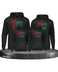 Merry X-Mas Weihnachtshoodies 4er Set Familienlook Hoodie schwarz