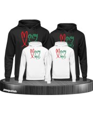 Weihnachten Familie Merry Xmas 4er Set Hoodies Partnerlook