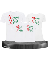Merry X-Mas Weihnachtsshirts 4er Set Familienlook T-Shirt weiß