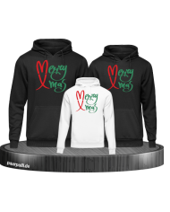 Weihnachten Familie Merry Xmas 3er Set Hoodies Partnerlook