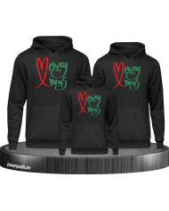 Merry X-Mas Weihnachtshoodies 3er Set Familienlook Hoodie schwarz
