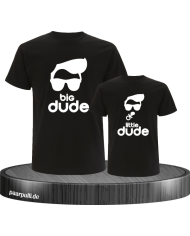 Big Dude little dude familienlook Shirts in schwarz