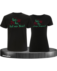 Ho ho ho, hol mein Bier! / Prosecco! Christmas T-Shirt Set schwarz