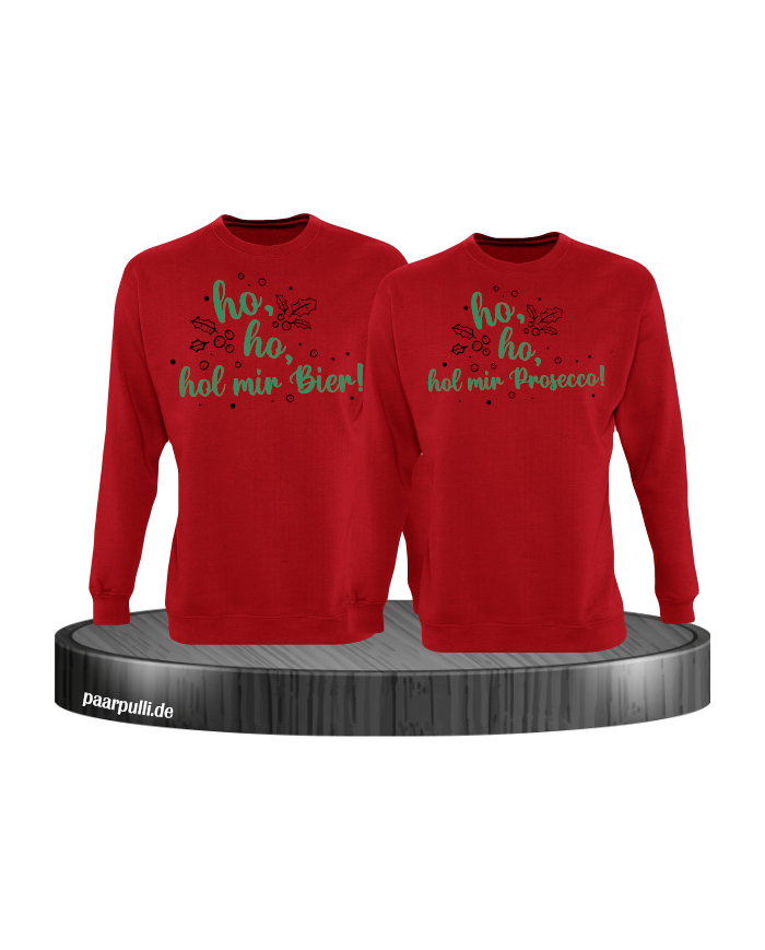 Ho ho ho, hol mein Bier! / Prosecco! Christmas Sweatshirt Set rot