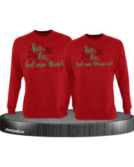 Ho ho ho, hol mein Bier! / Prosecco! Christmas Sweatshirt Set rot