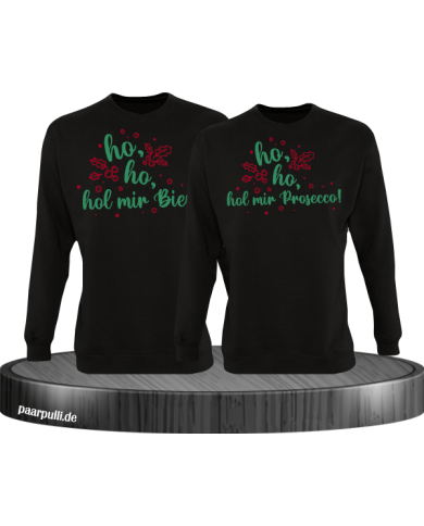Ho ho ho, hol mein Bier! / Prosecco! Christmas Sweatshirt Set schwarz