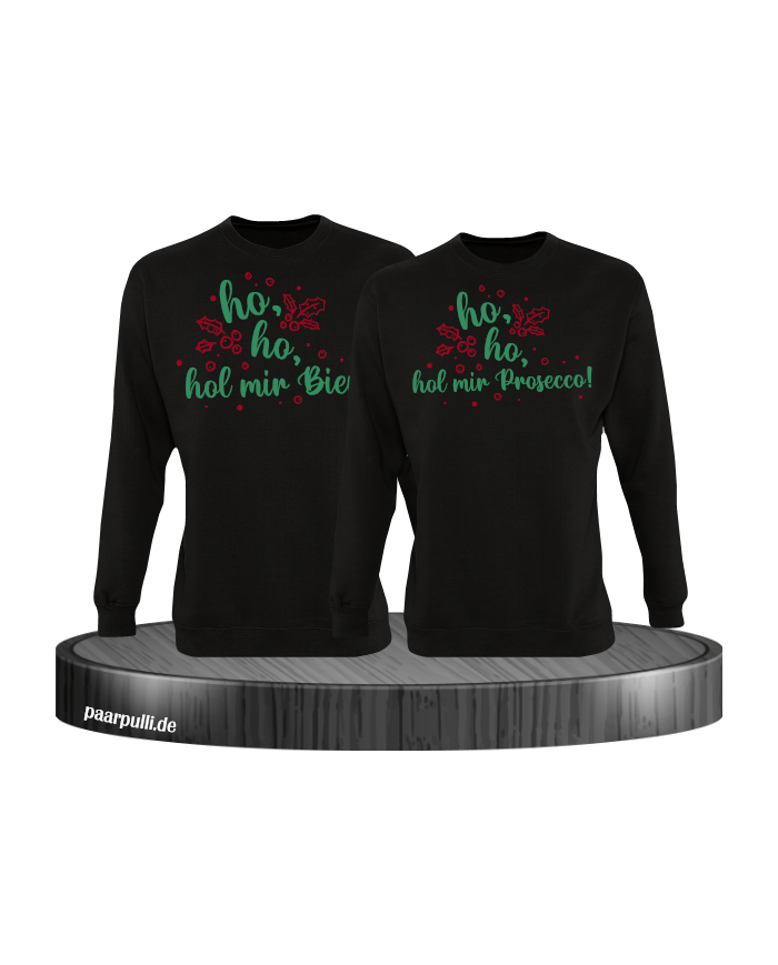 Ho ho ho, hol mein Bier! / Prosecco! Christmas Sweatshirt Set schwarz