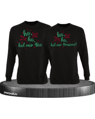Ho ho ho, hol mein Bier! / Prosecco! Christmas Sweatshirt Set schwarz