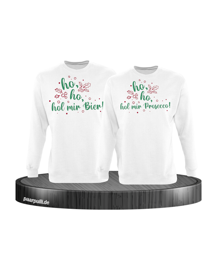Ho ho ho, hol mein Bier! / Prosecco! Christmas Sweatshirt Set weiß