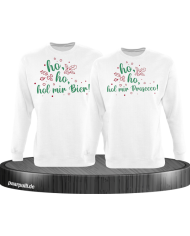 Ho ho ho, hol mein Bier! / Prosecco! Christmas Sweatshirt Set weiß