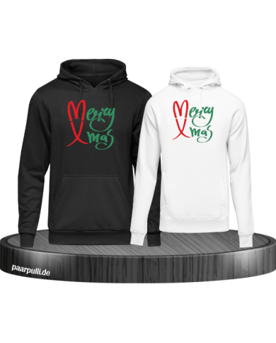 Merry X-Mas Christmas Hoodie Set schwarz weiß