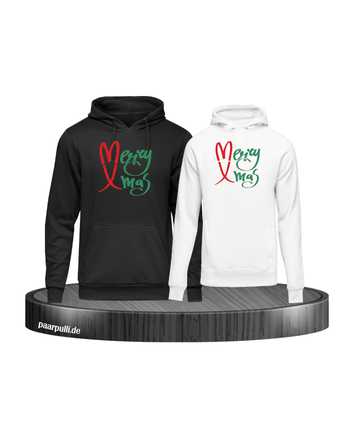 Merry X-Mas Christmas Hoodie Set schwarz weiß