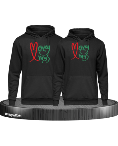 Merry X-Mas Christmas Hoodie Set schwarz