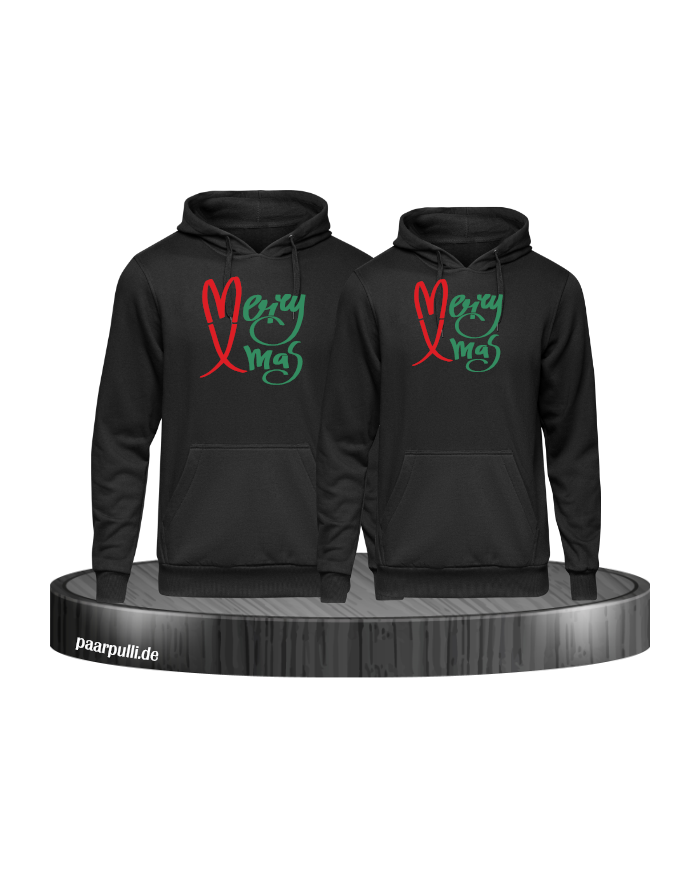 Merry X-Mas Christmas Hoodie Set schwarz