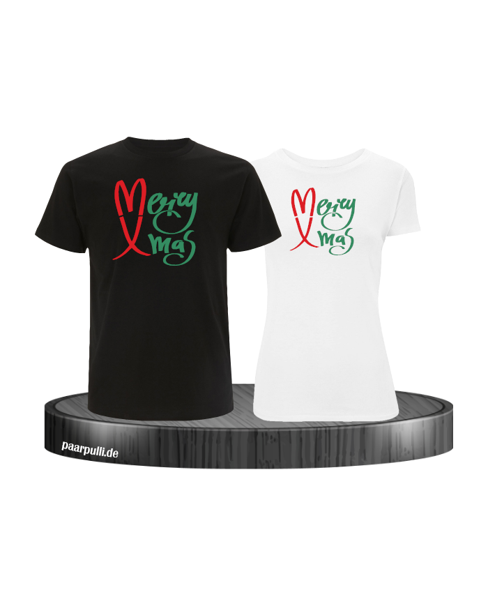 Merry X-Mas Christmas T-Shirt Set schwarz weiß