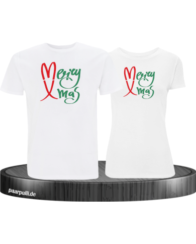 Merry X-Mas Christmas T-Shirt Set weiß