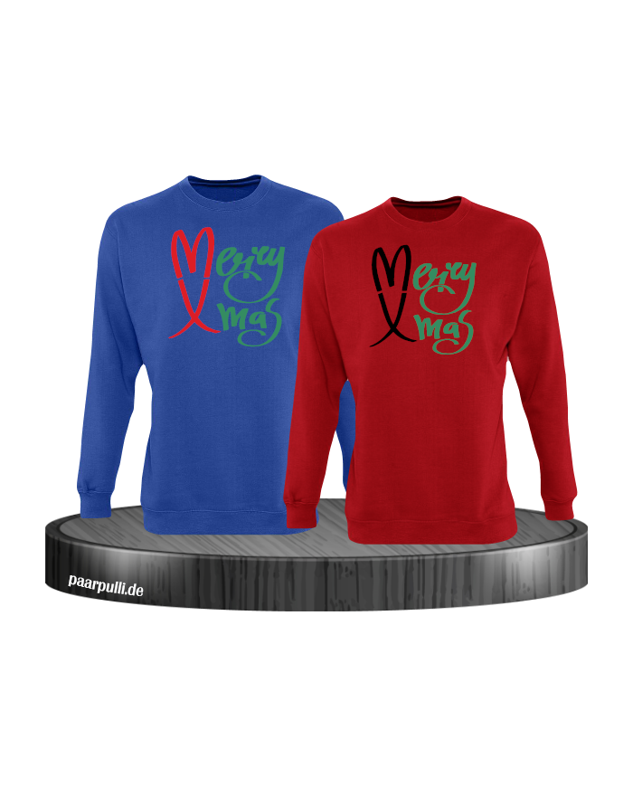 Merry X-Mas Christmas T-Shirt Set blau rot