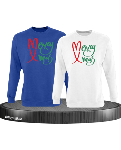 Merry X-Mas Christmas T-Shirt Set blau weiß