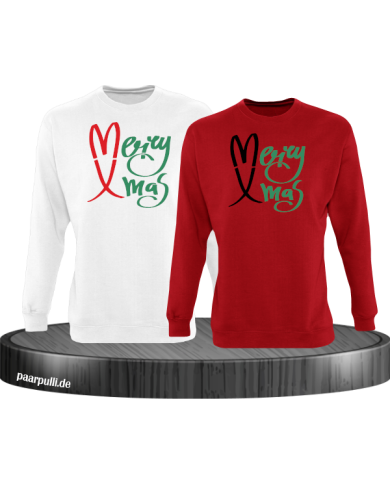 Merry X-Mas Christmas T-Shirt Set weiß rot