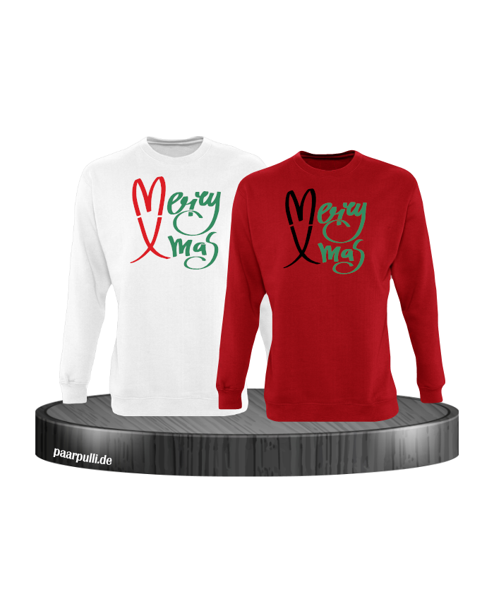 Merry X-Mas Christmas T-Shirt Set weiß rot