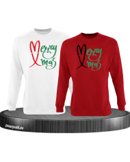 Merry X-Mas Christmas T-Shirt Set weiß rot