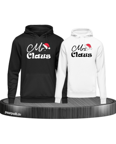Mr. und Mrs. Claus Christmas Hoodie Set schwarz weiß