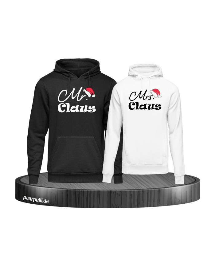 Mr. und Mrs. Claus Christmas Hoodie Set schwarz weiß
