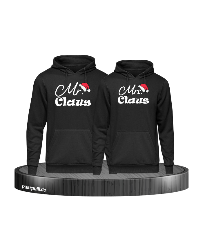 Mr. und Mrs. Claus Christmas Hoodie Set schwarz