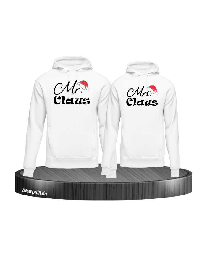 Mr. und Mrs. Claus Christmas Hoodie Set weiß