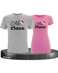 Mr. und Mrs. Claus Christmas T-Shirt Set grau rosa