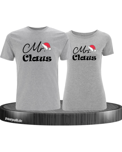 Mr. und Mrs. Claus Christmas T-Shirt Set grau