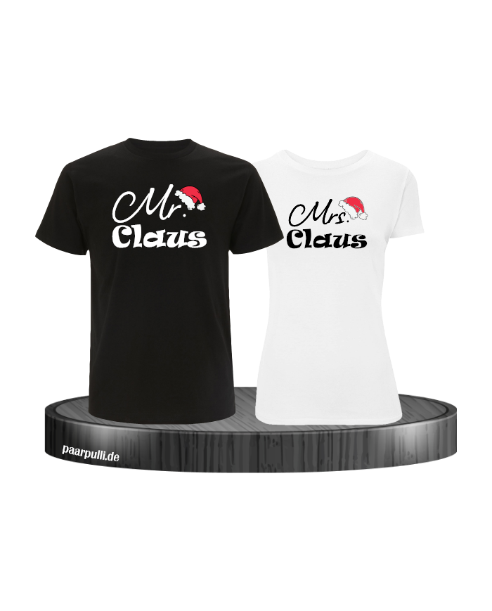 Mr. und Mrs. Claus Christmas T-Shirt Set schwarz weiß