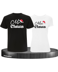 Mr. und Mrs. Claus Christmas T-Shirt Set schwarz weiß
