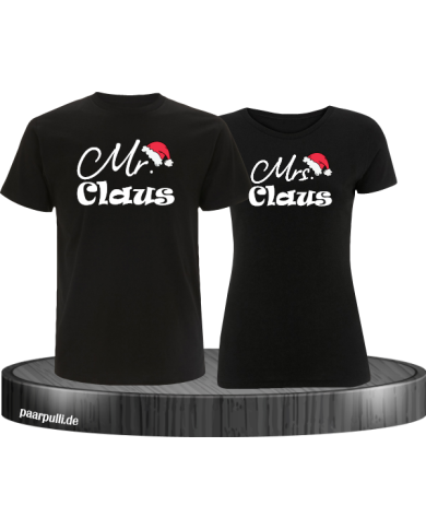 Mr. und Mrs. Claus Christmas T-Shirt Set schwarz