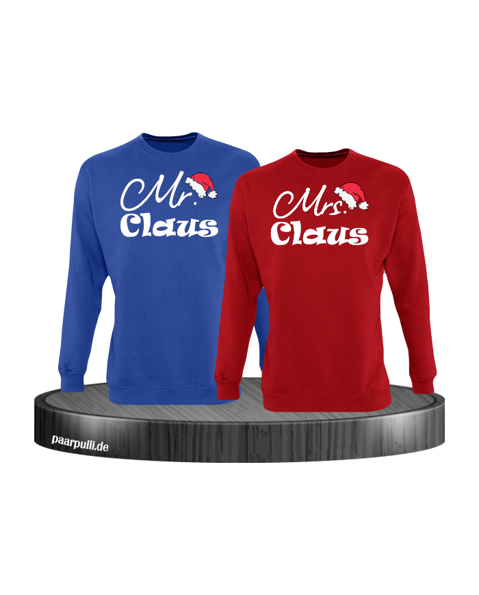 Mr. und Mrs. Claus Christmas Sweatshirt Set blau rot
