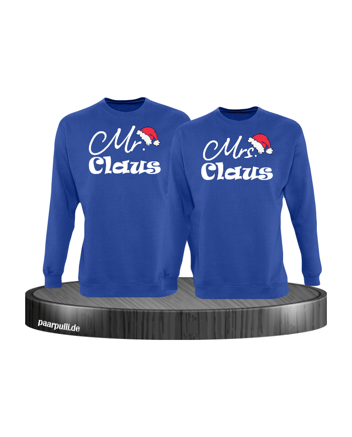 Mr. und Mrs. Claus Christmas Sweatshirt Set blau